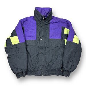 Vintage White Stag Ski wear Graphics Jacket Men's Large Full Zip Ski Snow Coat